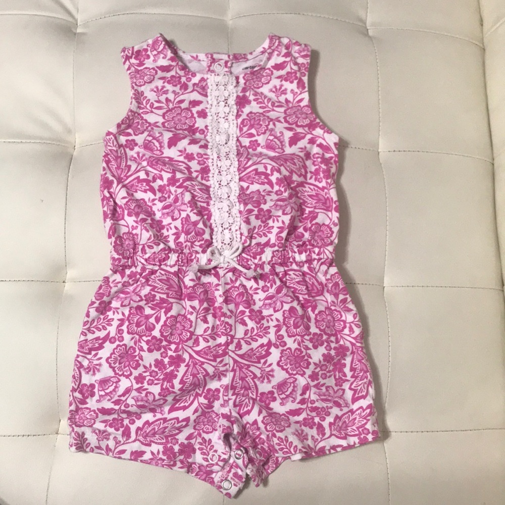 Pink and white INFANT romper SZ 18 months